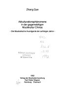 Akkulturationsphänomene in der gegenwärtigen Musikkultur Chinas