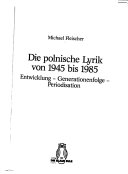 Die polnische Lyrik von 1945 bis 1985