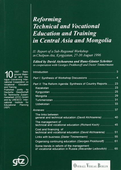 Reforming Technical and Vocational Education and Training in Central Asia and Mongolia / Reforming Technical and Vocational Education and Training in Central Asia and Mongolia. II