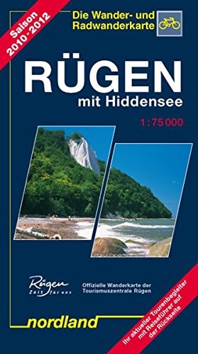 Deutsche Ostseeküste 06. Rügen mit Hiddensee 1 : 75 000: Wander- und Radwanderkarte. Rückseite mit Reiseführer. Aktuelle Wanderwege