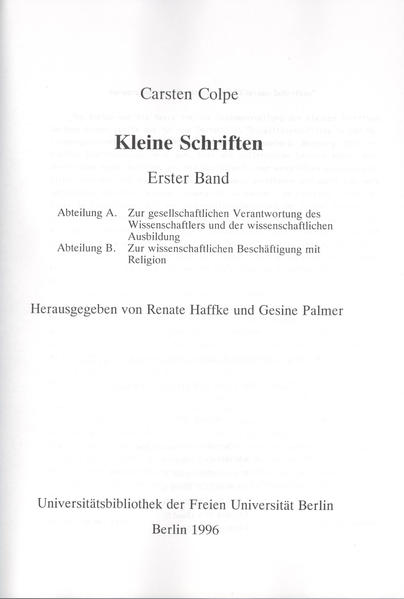 Kleine Schriften / Kleine Schriften