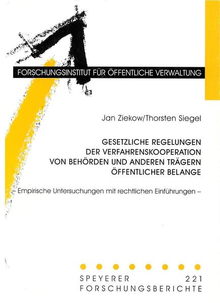 Gesetzliche Regelungen der Verfahrenskooperation von Behörden und anderen Trägern öffentlicher Belange