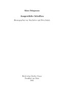 Ausgewählte Schriften