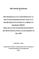 Die Niederschlagung der Opposition an der Veterinärmedizinischen Fakultät der Humboldt-Universität zu Berlin in der Krise 1956/57