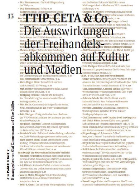TTIP, CETA & CO: Zu den Auswirkungen der Freihandelsabkommen auf Kultur und Medien