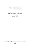 Gesammelte Werke und Tagebücher / Entweder/Oder. Erster Teil