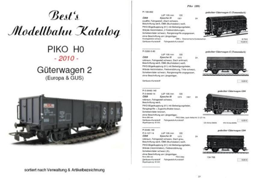 Best`s Modellbahn Katalog PIKO H0 Güterwagen 2 (EU+GUS) 2010 bebildert