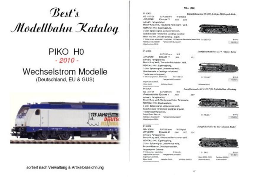 Best`s Modellbahn Katalog PIKO H0 Wechselstrom Modelle 2010
