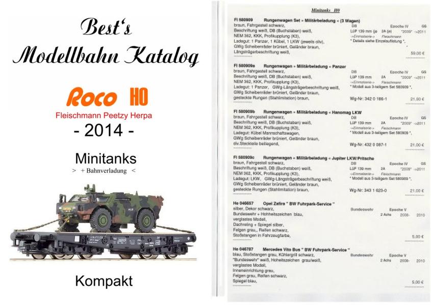 Best`s Modellauto Katalog Roco Herpa Peetzy Fleischmann H0 Minitanks 2014 kompakt