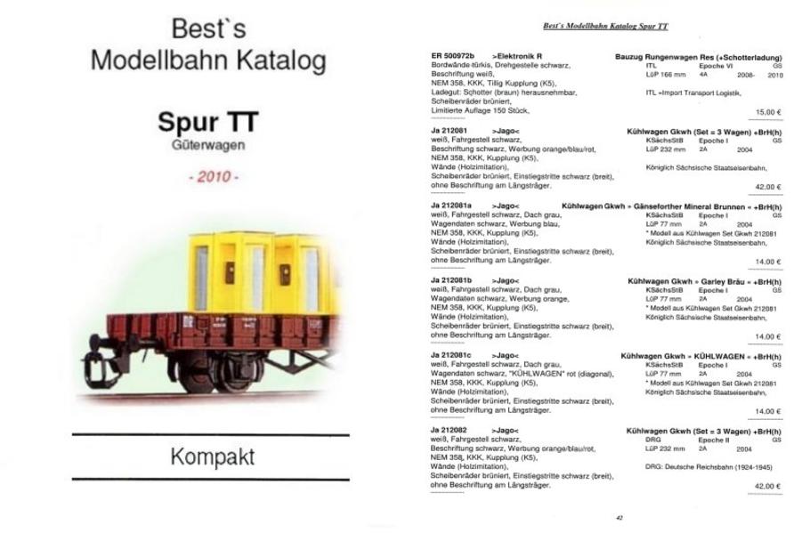 Best`s Modellbahn Katalog Spur TT - Kompakt 2010 Güterwagen