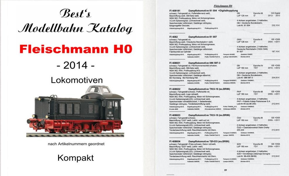 Best`s Modellbahn Katalog Fleischmann H0 Lokomotiven 2014 kompakt