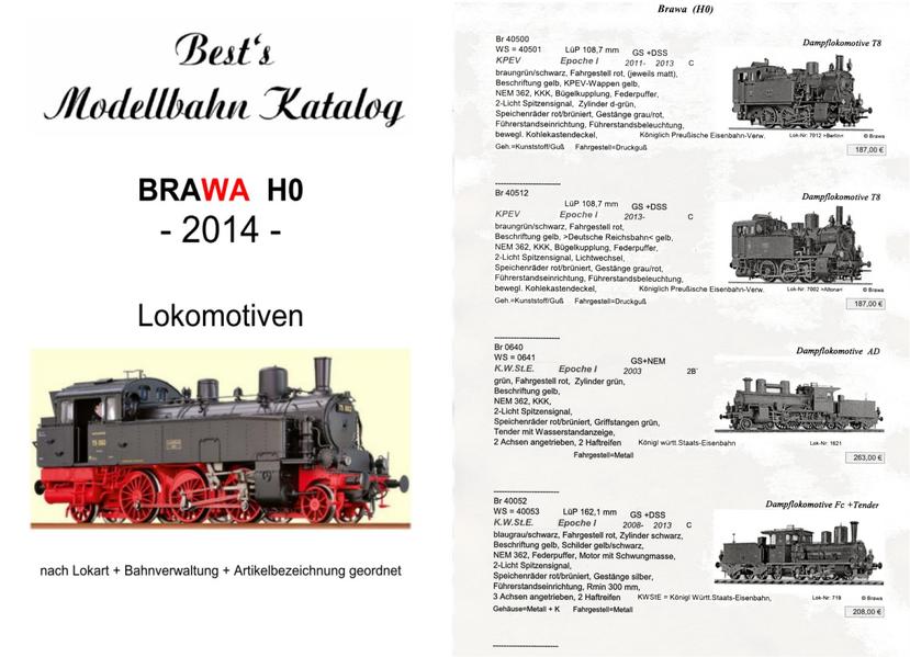 Best`s Modellbahn Katalog Brawa H0 Lokomotiven 2014 bebildert (Format: A5)