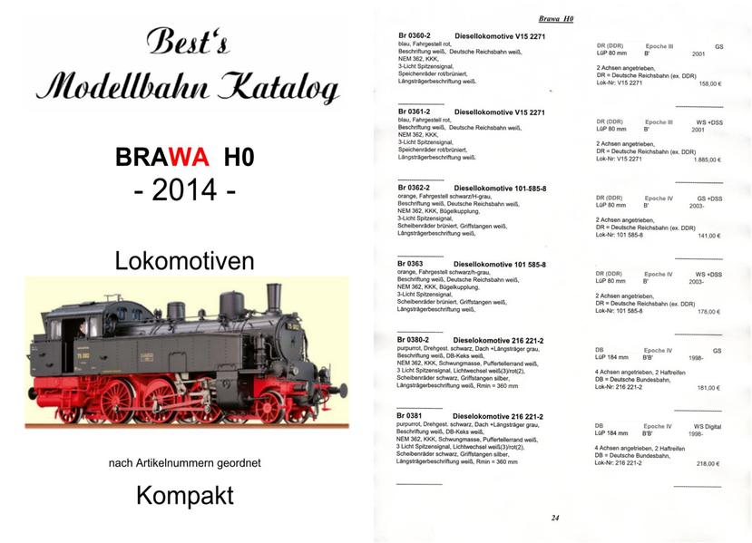 Best`s Modellbahn Katalog Brawa H0 Lokomotiven 2014 kompakt (A6)