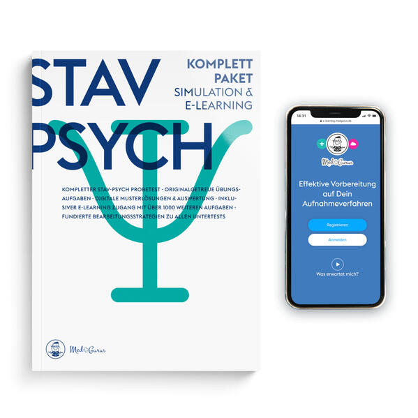STAV-Psych Vorbereitung | Komplettpaket | Kompletter Probetest & E-Learning zur Vorbereitung auf das Studierenden-Auswahlverfahren Psychologie in Deutschland