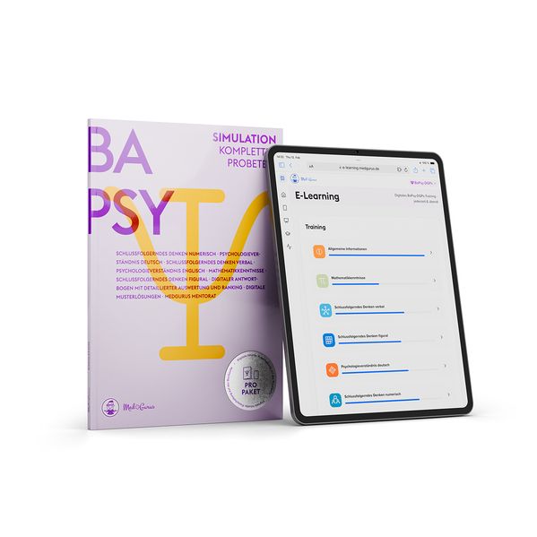 MedGurus - BaPsy-DGPs Vorbereitung - Pro Paket – Simulationsbuch & E-Learning mit über 1.250 Übungsaufgaben - zur Vorbereitung auf den Studieneignungstest Psychologie