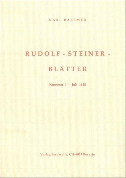 Rudolf-Steiner-Blätter Nr. 1