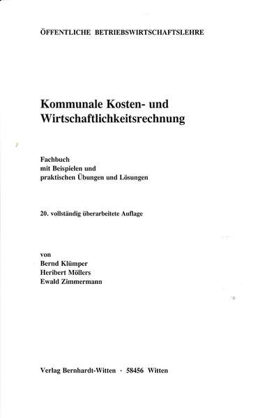 Kommunale Kosten- und Wirtschaftlichkeitsrechnung