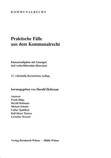 Praktische Fälle aus dem Kommunalrecht