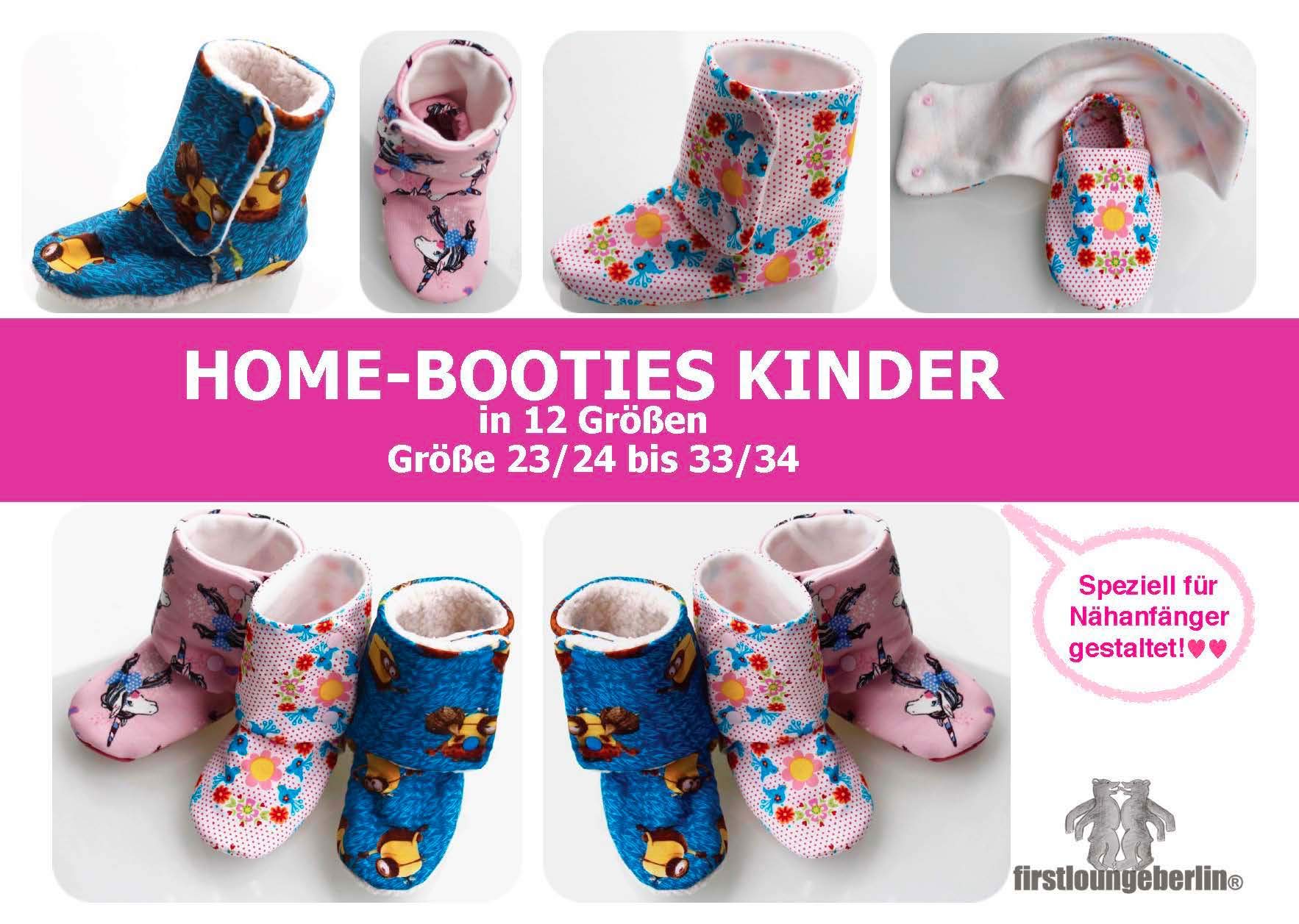 Home-Booties Kinder Schnittmuster für Gr. 23 bis 34 von firstloungeberlin