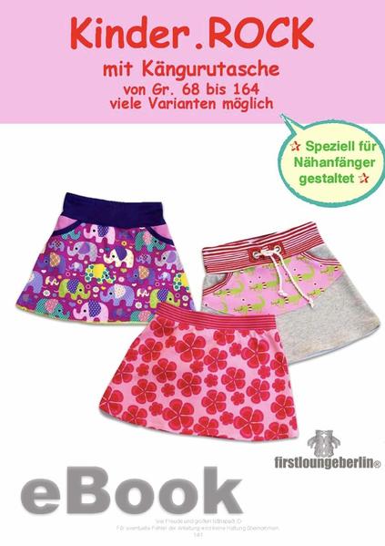 Kinder.Rock Schnittmuster mit Kängurutasche für Gr. 68 bis 164 von firstloungeberlin