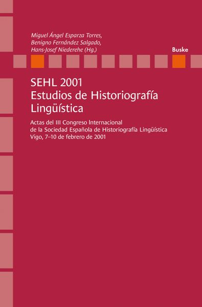 SEHL 2001. Estudios de Historiografía Lingüística