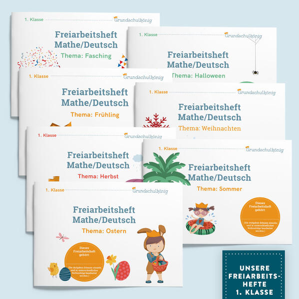Vorteils-Set: Mit dem Grundschulkönig durch die 1. Klasse - 7 Freiarbeitshefte zum Preis von 6