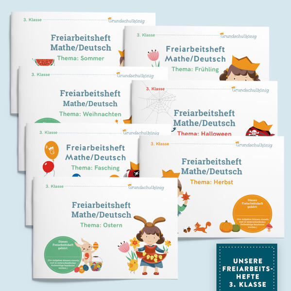 Vorteils-Set: Mit dem Grundschulkönig durch die 3. Klasse - 7 Freiarbeitshefte zum Preis von 6