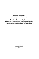 Der Ausschuss der Regionen - Normative Ausgestaltung, politische Rolle und verwaltungsorganisatorische Infrastruktur