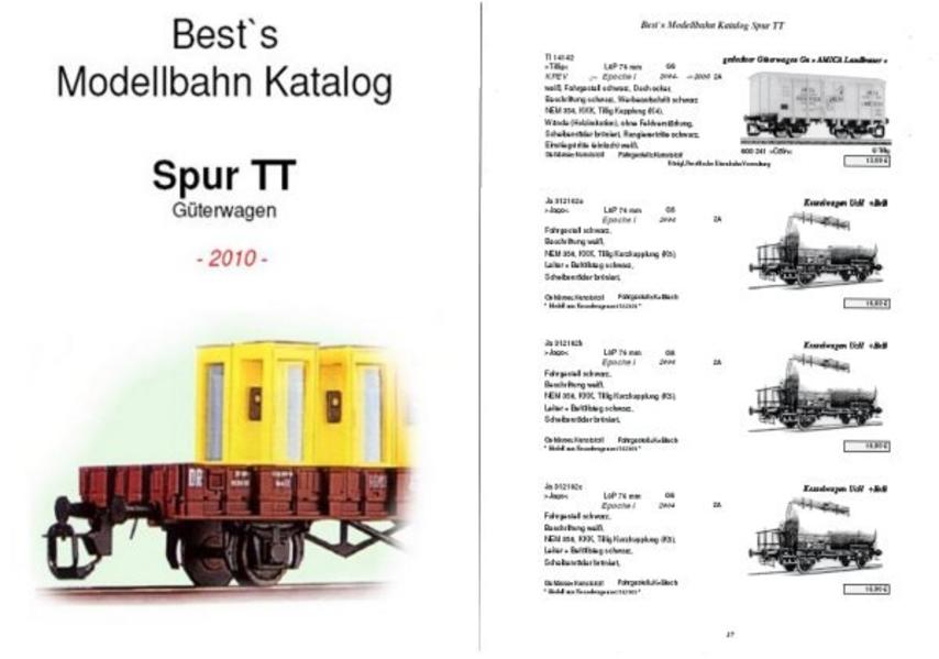 Best`s Modellbahn Katalog Spur TT Güterwagen 2010