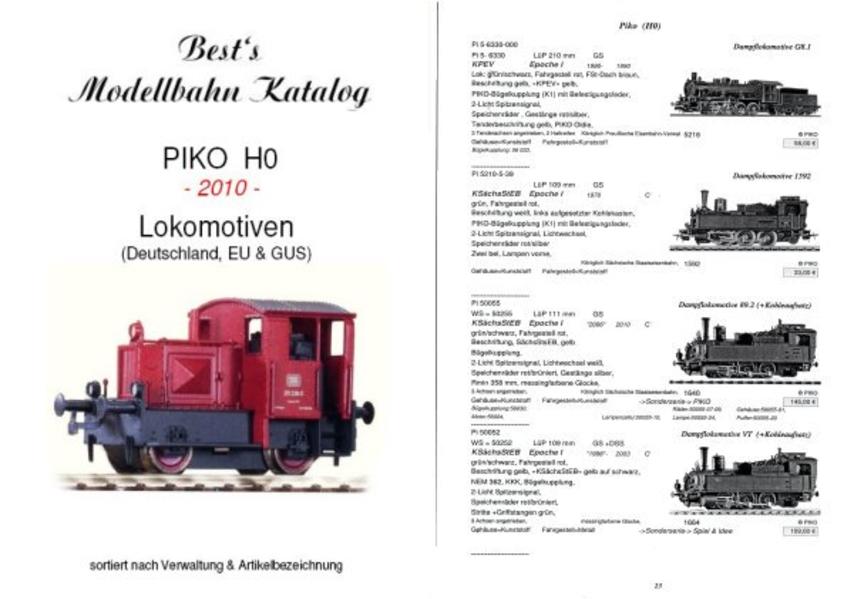 Best`s Modellbahn Katalog PIKO H0 Lokomotiven 2010  = Vergriffen