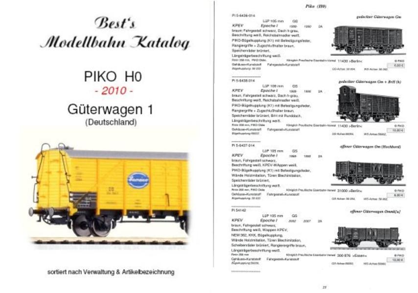 Best`s Modellbahn Katalog PIKO H0 Güterwagen 1 (Deutschland) 2010 bebildert