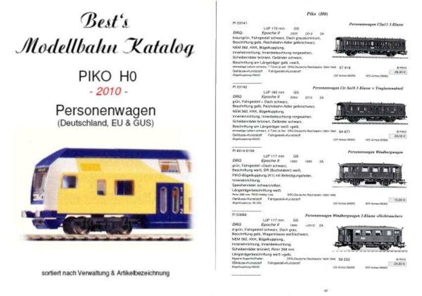 Best`s Modellbahn Katalog PIKO H0 Personenwagen 2010