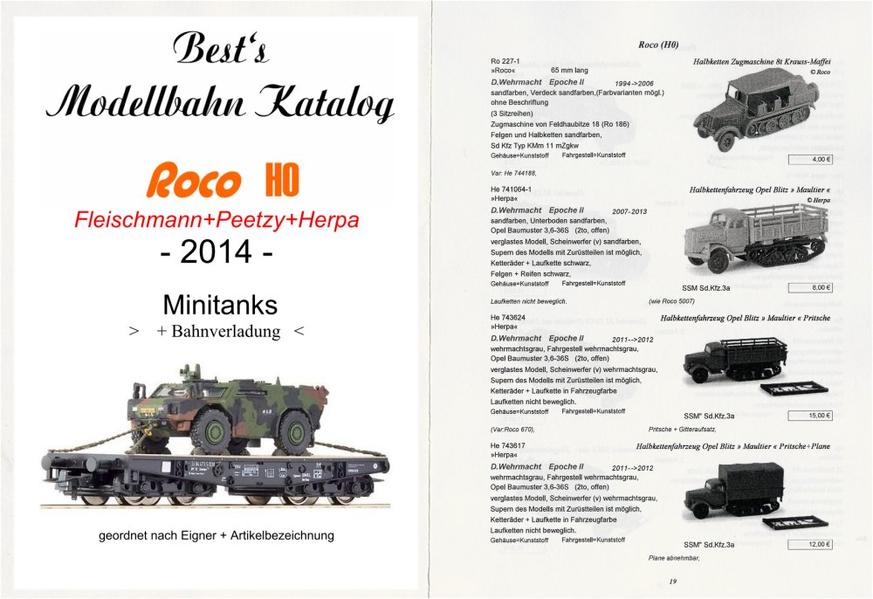 Best`s Modellauto Katalog Roco Herpa Peetzy Fleischmann H0 Minitanks 2014 bebildert