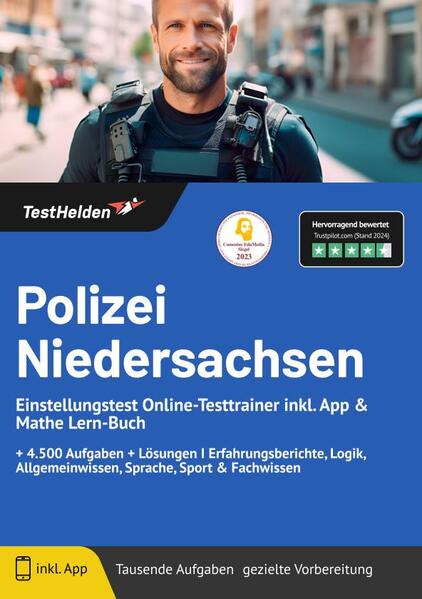 Polizei Niedersachsen: Einstellungstest Online-Testtrainer inkl. App & Mathe Lern-Buch | + 4.500 Aufgaben + Lösungen I Erfahrungsberichte, Logik, Allgemeinwissen, Sprache, Sport & Fachwissen