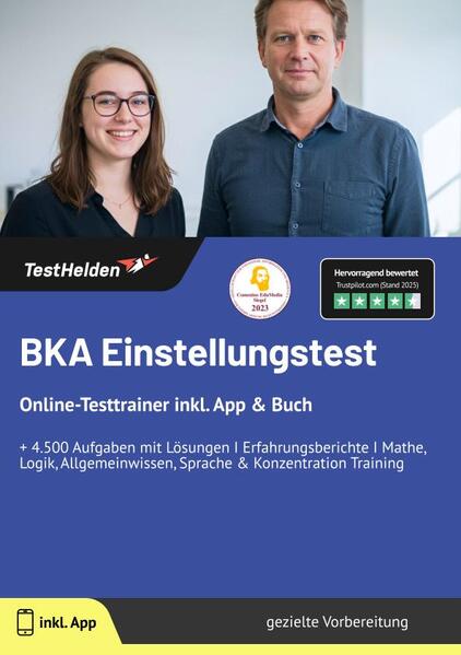 BKA Einstellungstest: Online-Testtrainer inkl. App & Buch | + 4.500 Aufgaben mit Lösungen I Erfahrungsberichte I Mathe, Logik, Allgemeinwissen, Sprache & Konzentration Training