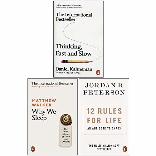 Thinking Fast and Slow, Why We Sleep, 12 Rules for Life 3 Books Collection Set