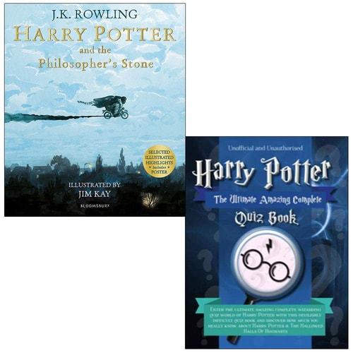 Harry Potter und der Stein der Weisen: Illustrierte Ausgabe (Harry Potter Illustrated Edtn) und inoffizielles Harry Potter – Das ultimative, erstaunliche Quizbuch mit 2 Büchern