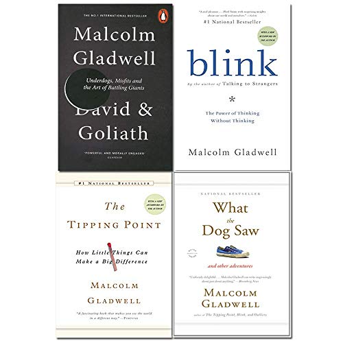 Malcolm Gladwell Collection 4 Books Set (David and Goliath, Blink, The Tipping Point, What the Dog Saw)
