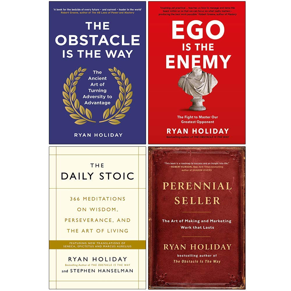 Ryan Holiday Collection 4 Books Set (The Obstacle is the Way, Ego is the Enemy, The Daily Stoic, Perennial Seller)