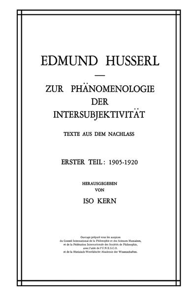 Zur Phänomenologie der Intersubjektivität