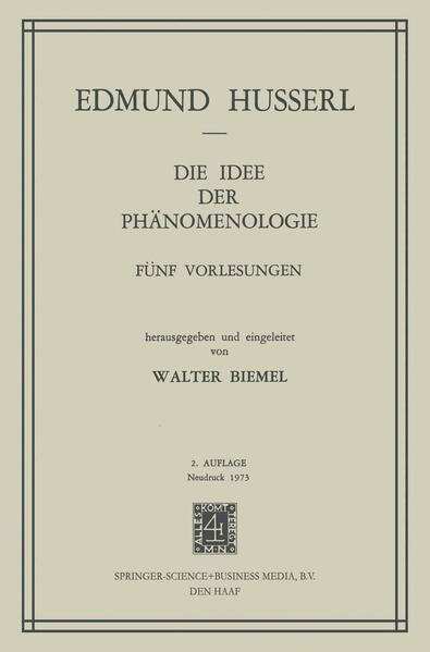 Die Idee der Phänomenologie