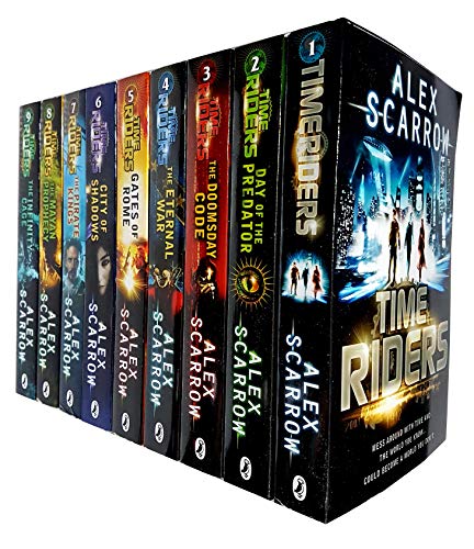 Time Riders Collection Alex Scarrow 9 Books Set Pack (TimeRiders, Day of the Predator, Doomsday Code, Eternal War, Gates of Rome, City of Shadows, Pirate Kings, Mayan Prophecy, Infinity Cage)