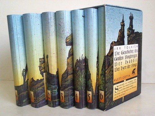 Die Geschichte des Großen Ringkrieges. 7 Bände: Der Hobbit / Der Ring wandert / Der Ring geht nach Süden / Isengarts Verrat / Der Ring geht nach Osten / Der Ringkrieg / Das Ende des Dritten Zeitalters von J. R. R. Tolkien (1997) Gebundene Ausgabe