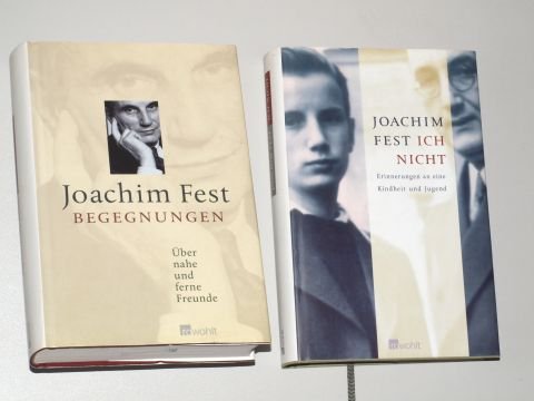 Fest, Joachim: Begegnungen. Über nahe und ferne Freunde. 1. Aufl. Reinbek bei Hamburg, Rowohlt, 2004. 8°. 381 (2) S. m. Abb. Pappband. Schutzumschl. (ISBN 3-498-02088-9)