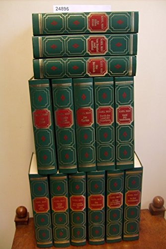 14 x Karl May:1. Der Derwisch, 2. Von Bagdad nach Stambul, 3. Am Stillen Ozean, 4. Der Schut, 5. Durchs wilde Kurdistan, 6. Der Ölprinz, 7. Durch das Land der Skipetaren, 8. Sand des Verderbens 9. Durch die Wüste, 10. Satan und Ischariot, 11. Im