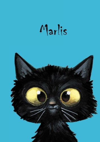 Marlis: Personalisiertes Notizbuch, DIN A5, 80 blanko Seiten mit kleiner Katze auf jeder rechten unteren Seite. Durch Vornamen auf dem Cover, eine ... Coverfinish. Über 2500 Namen bereits verf