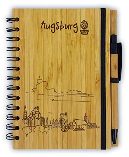 die stadtmeister Notizbuch aus Bambus Skyline Augsburg