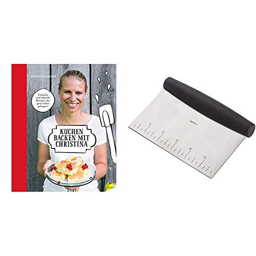 Kuchen backen mit Christina: Einfache und schnelle Back-Rezepte, die ganz sicher gelingen! & AmazonBasics - Mehrzweck-Küchenschneider/-schaber, Edelstahl