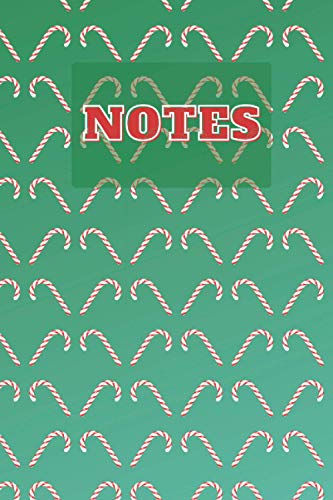 Notes: Green & Red Candy Cane Themed Festive Notebook Journal