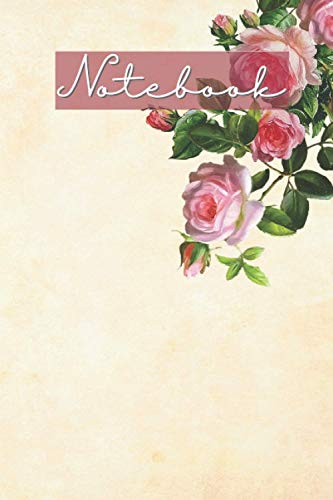 Notebook: Cute Beige and Pink Roses Notebook Blank Lined Notebook
